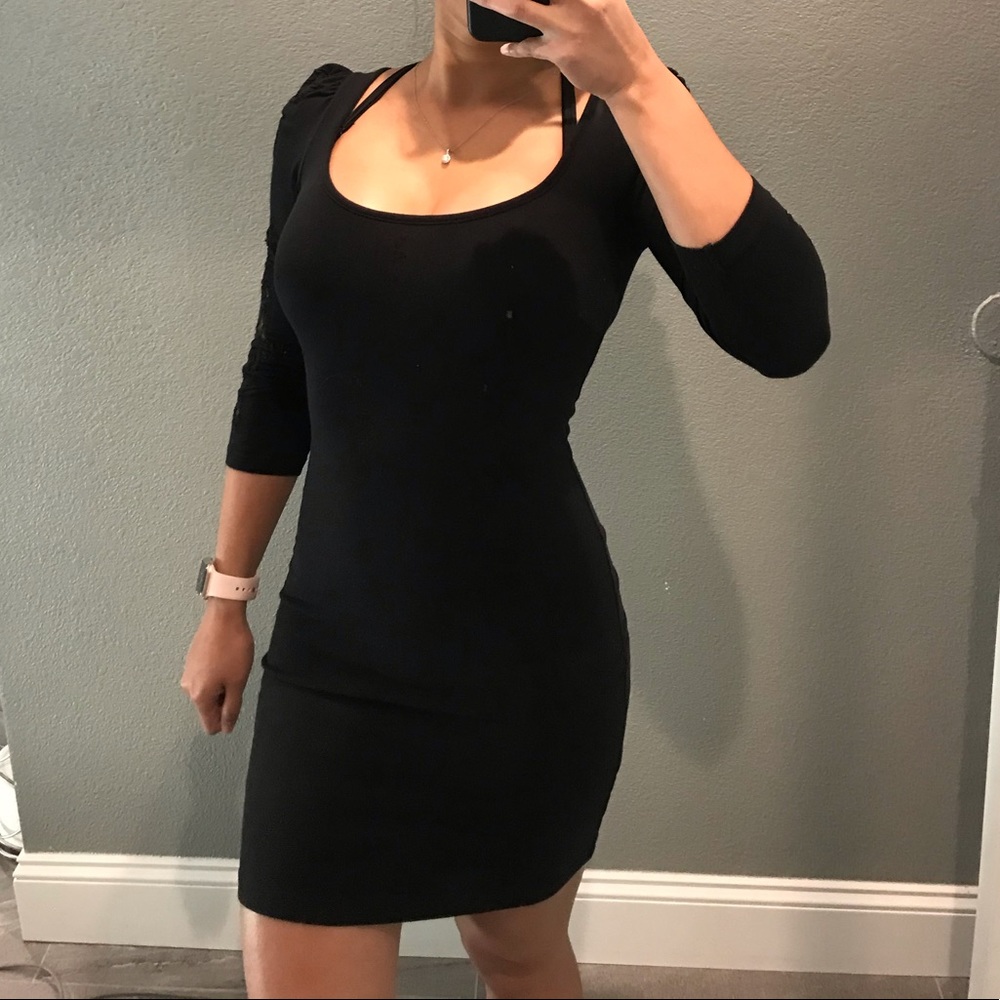 Black dress with lace detailing